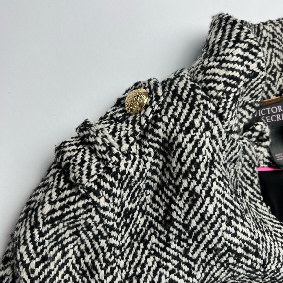 Victoria’s Secret Tweed Pea Coat Size 0 Black snd White Wool Blend Jacket - Picture 13 of 15